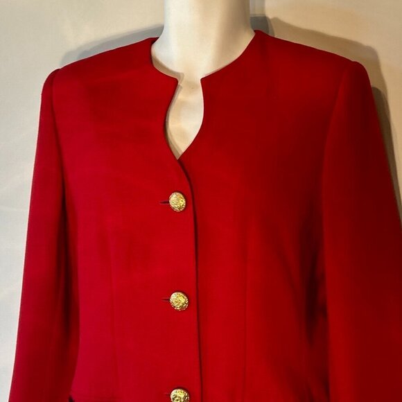 Le Suit SZ 8 Vintage Red longline tailored style blazer office chic tailored - Picture 3 of 8